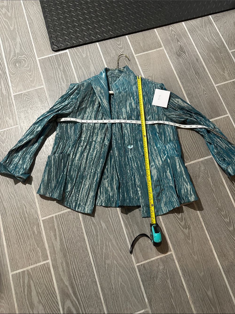 Teal Textured Women's Jacket - Lightweight Open Blazer